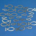 24 Holz-Ichthys-Fische Silber