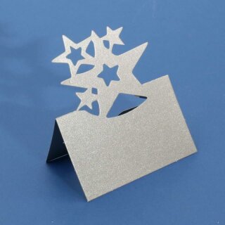 12 Tischkarten Sterne silber