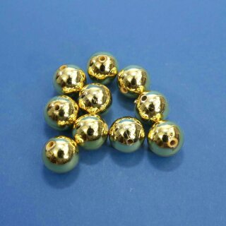 10 Kunststoff-Goldperlen 14mm