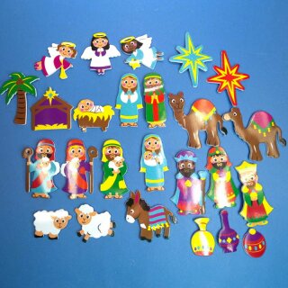 25 Moosgummisticker Krippe