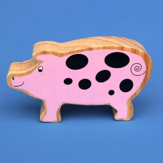 Holztier Schwein bedruckt