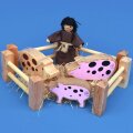 Holztier Schwein bedruckt